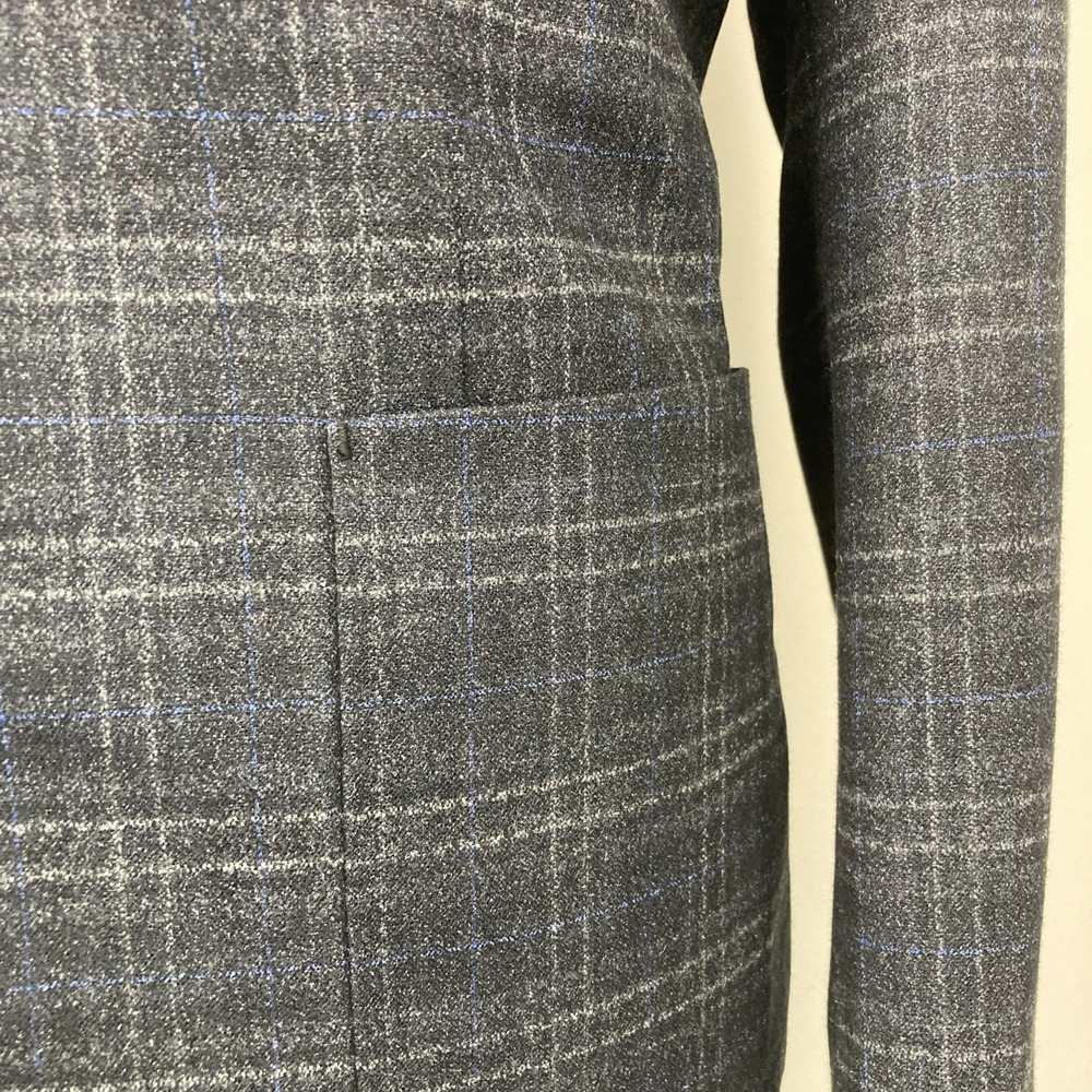 Tom Baine Mens Slim fit Sport Coat Blazer 44L Grey Plaid Stretch - Picture 6 of 11